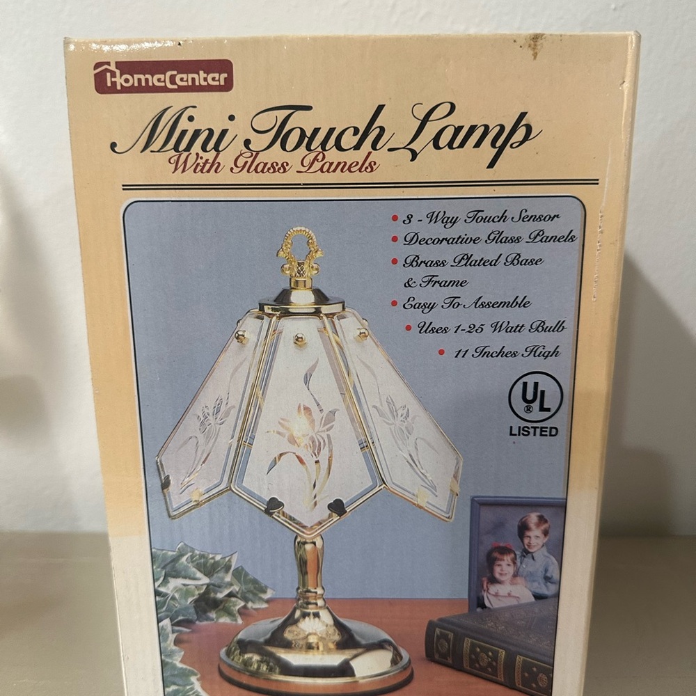 Gold Mini Touch Lamp with Glass Panels